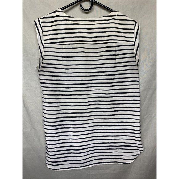 J. Crew Womens Sleeveless Blouse Shirt Tank Top Black Stripe XS Scoop Neck Light - Picture 5 of 5